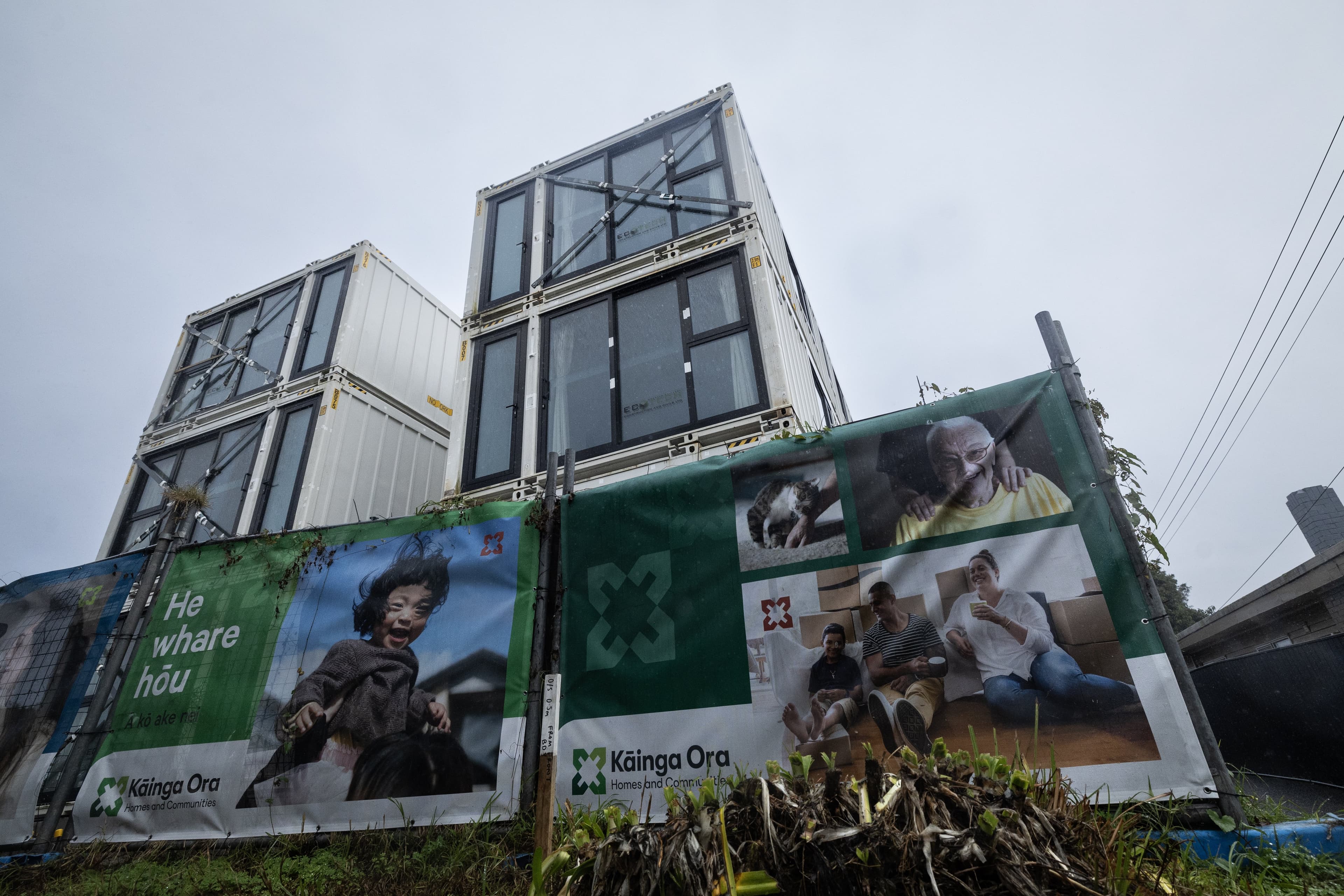 New three-level Kainga Ora container-style units at 15 Kingsway Ave, Sandringham. 27 May 2024. New Zealand Herald photograph by Jason Oxenham