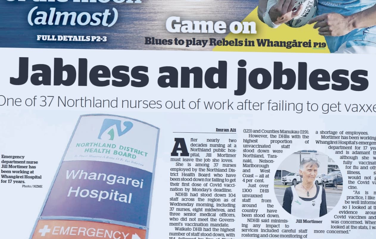 The front page of the Northern Advocate newspaper today.