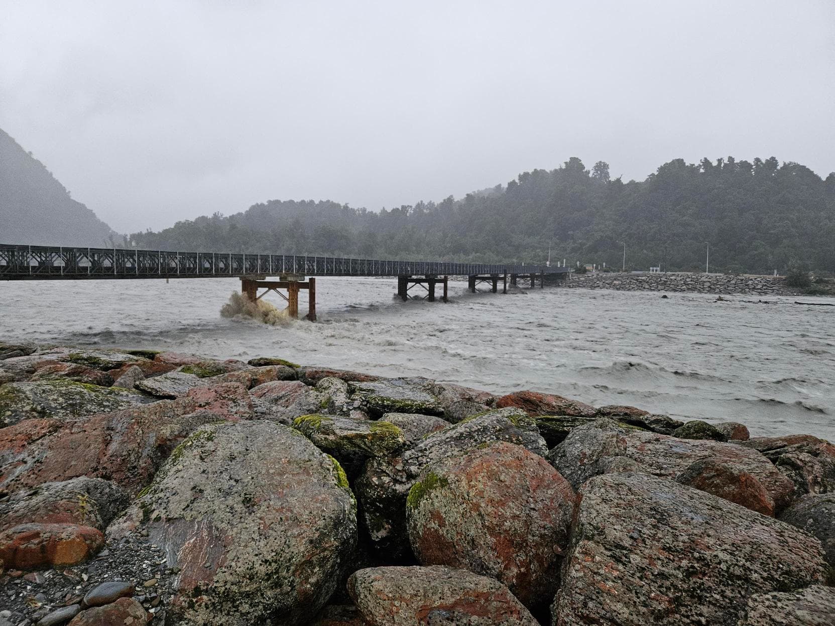 The Waiho River in Franz Josef is at 8 metres as rain hits Westland.
