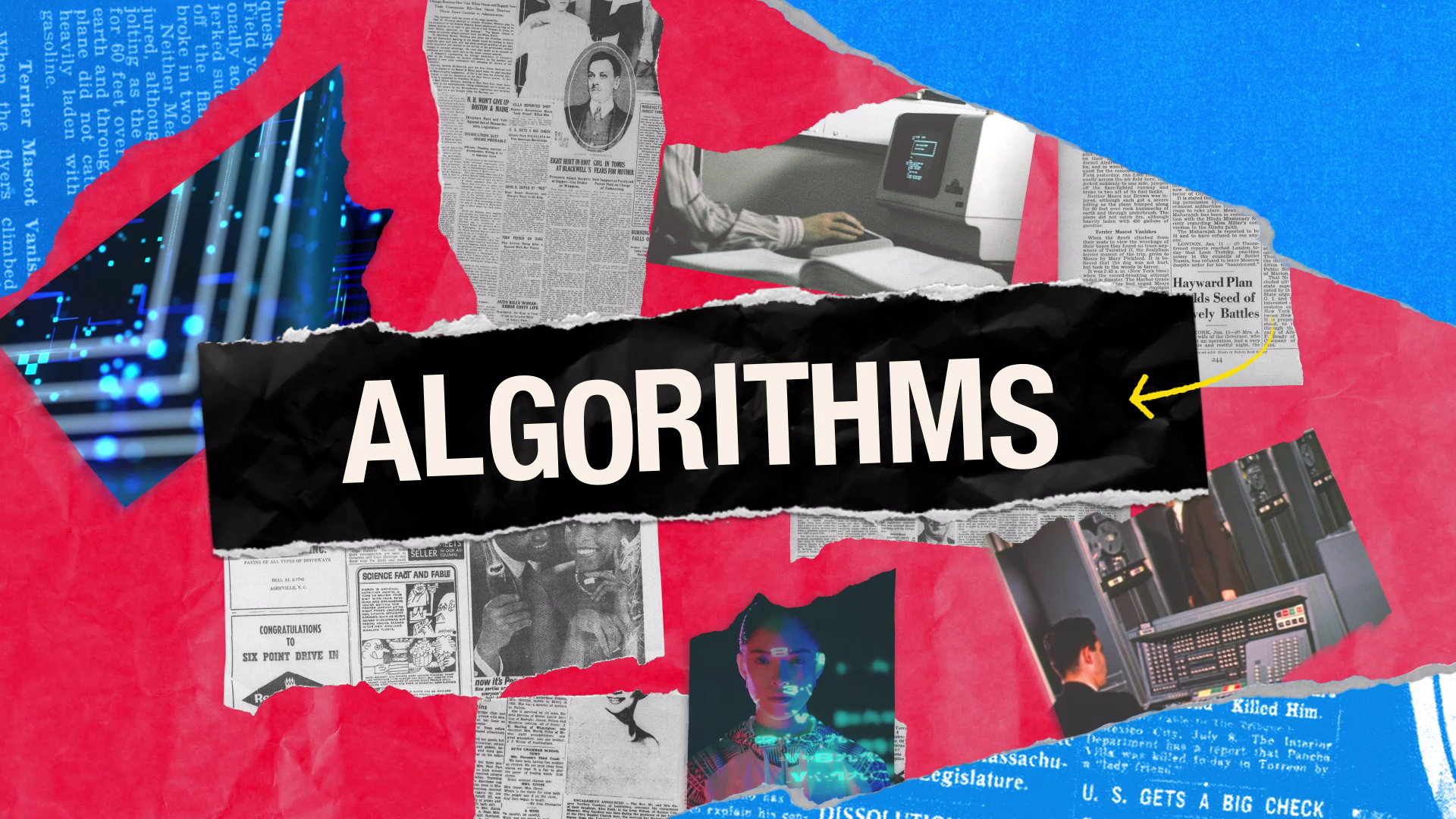 Graphics of computer technology and the headline algorithms.