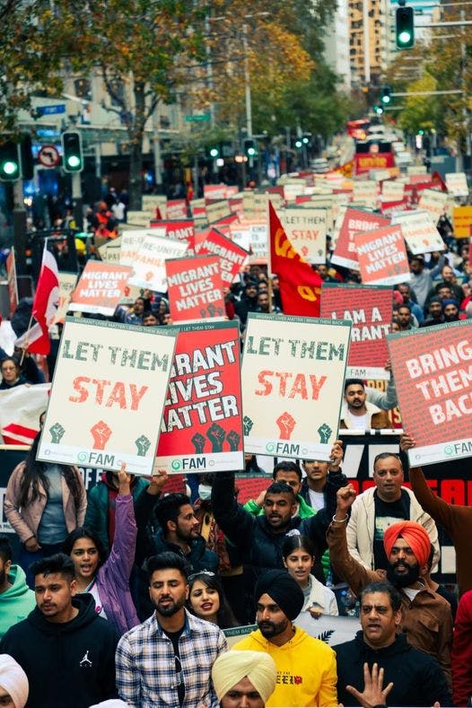 Migrants rally in Auckland, June 2021