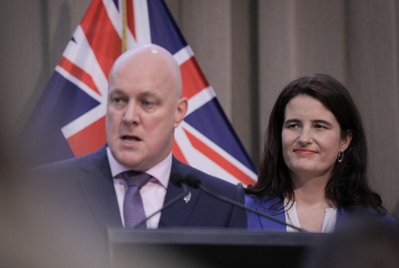 Chris Luxon and Nicola Willis at first media conference as Nats leadership team