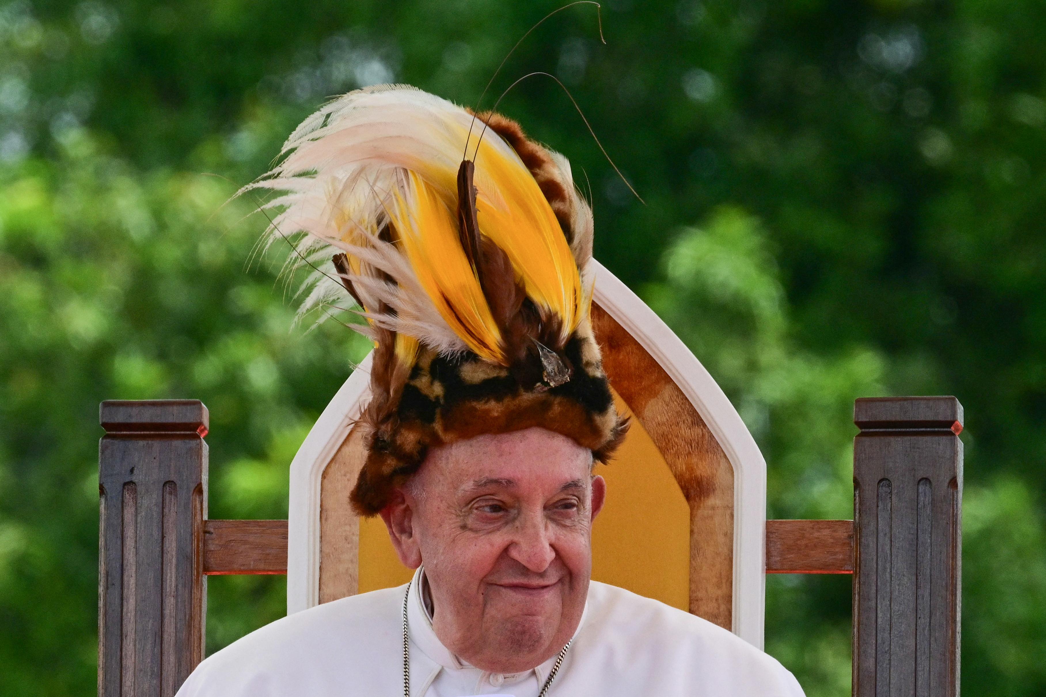 Pope Francis visiting Vanimo, Papua New Guinea, on 8 September 2024, as part of a 12-day tour around the Pacific and Asia. (Photo by Tiziana FABI / AFP)