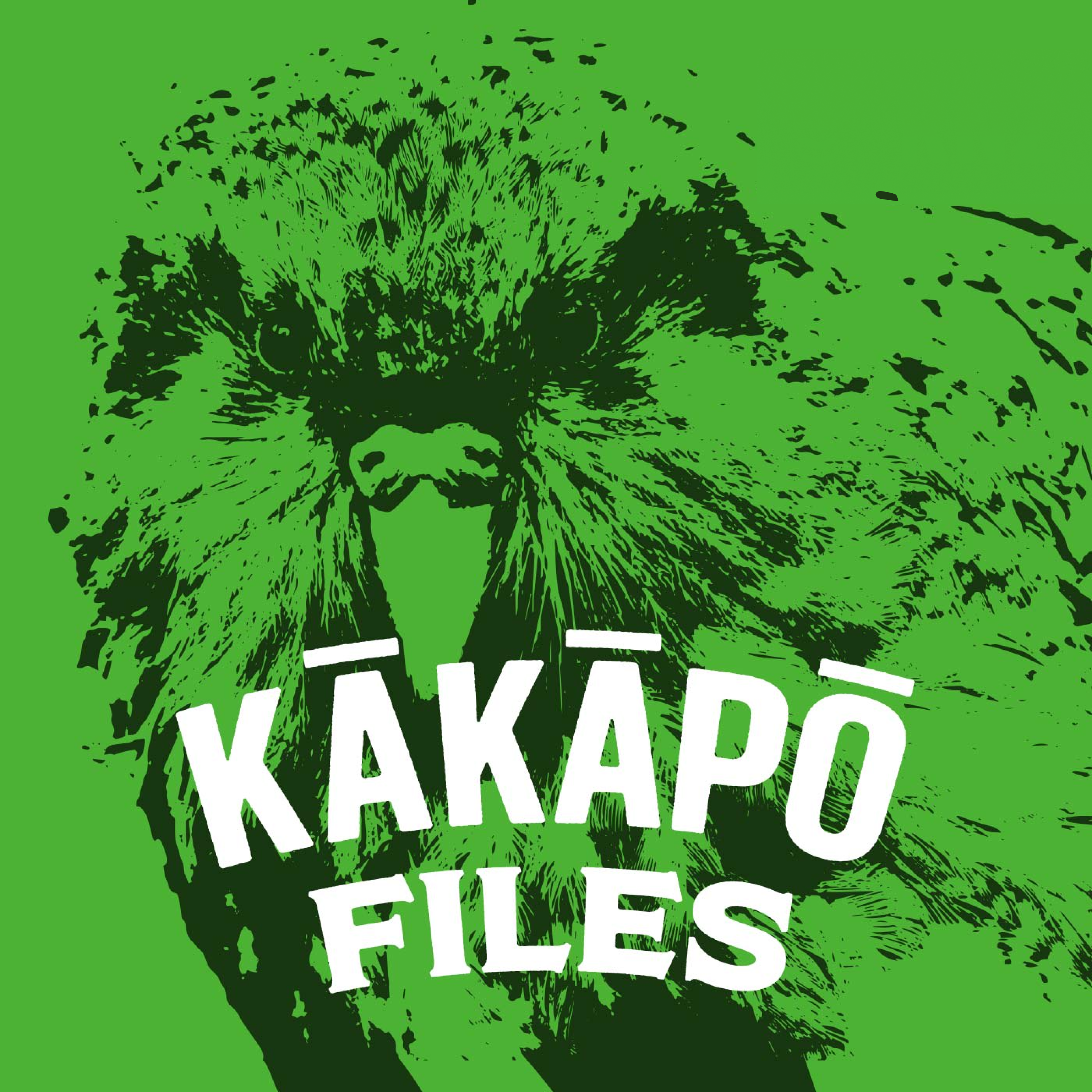 A green podcast tile featuring Kākāpō and a large title saying "Kākāpō files".