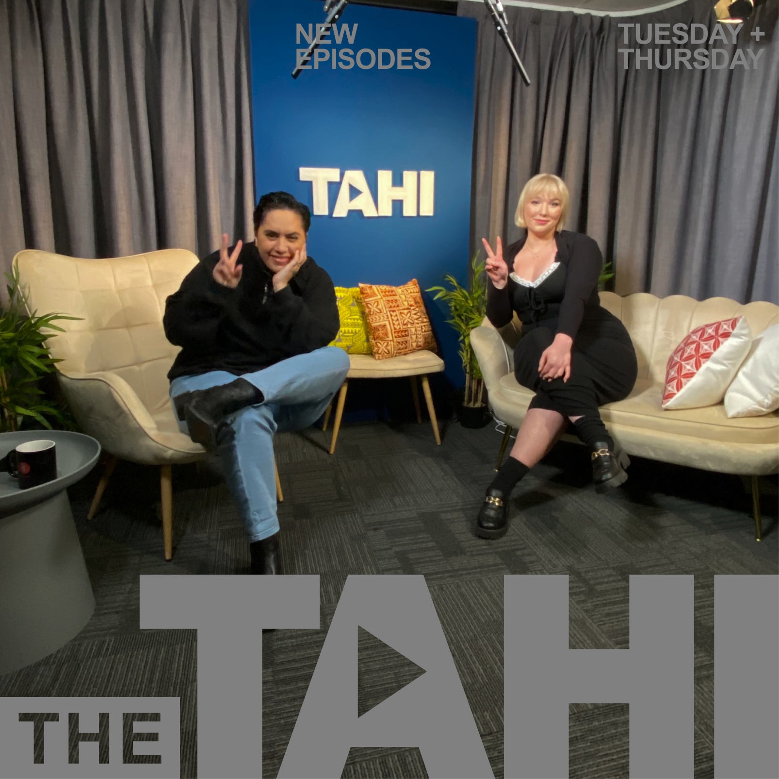 Rebel Reid and Evie Orpe smile in studio during their interview for The TAHI