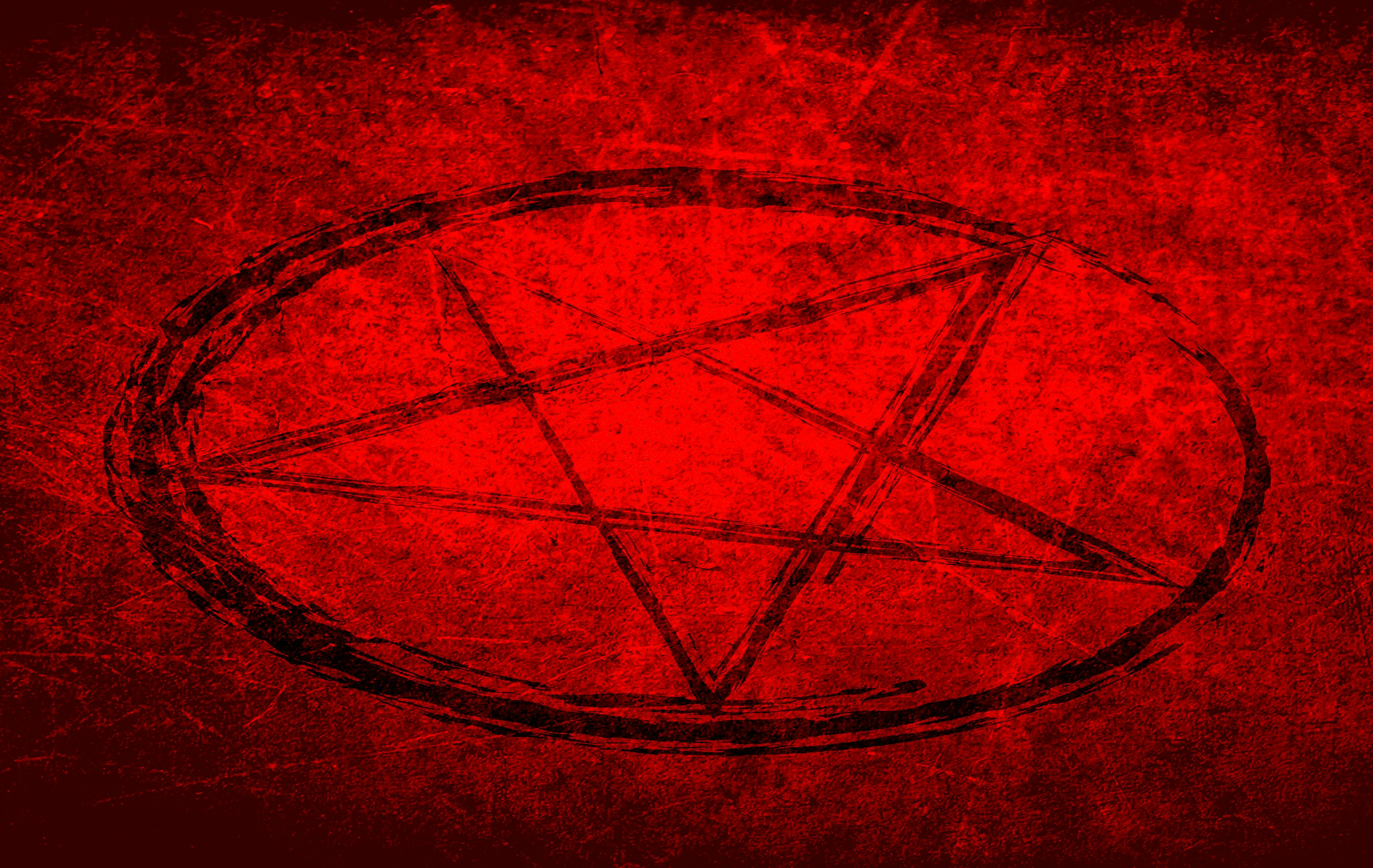 Pentagram on red background