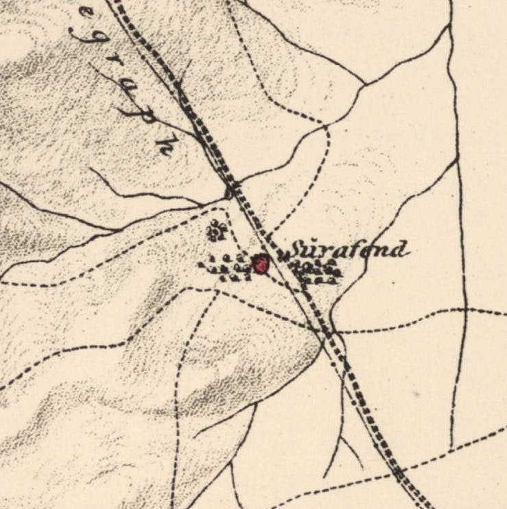 An 1870s map of the area of Sarafand al-Amar