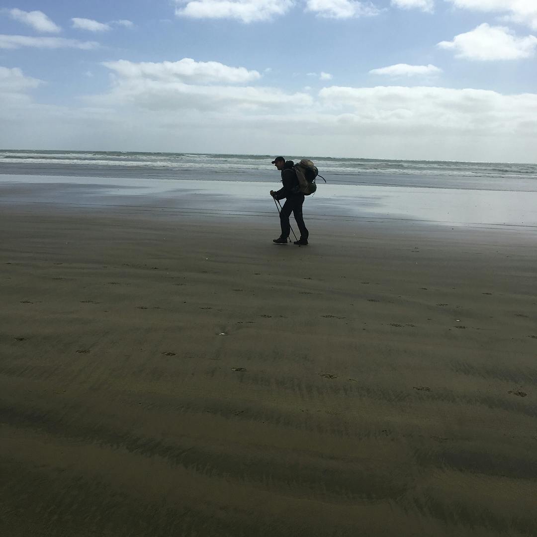 An image of a fellow trail walker in the distance on 90 Mile Beach.