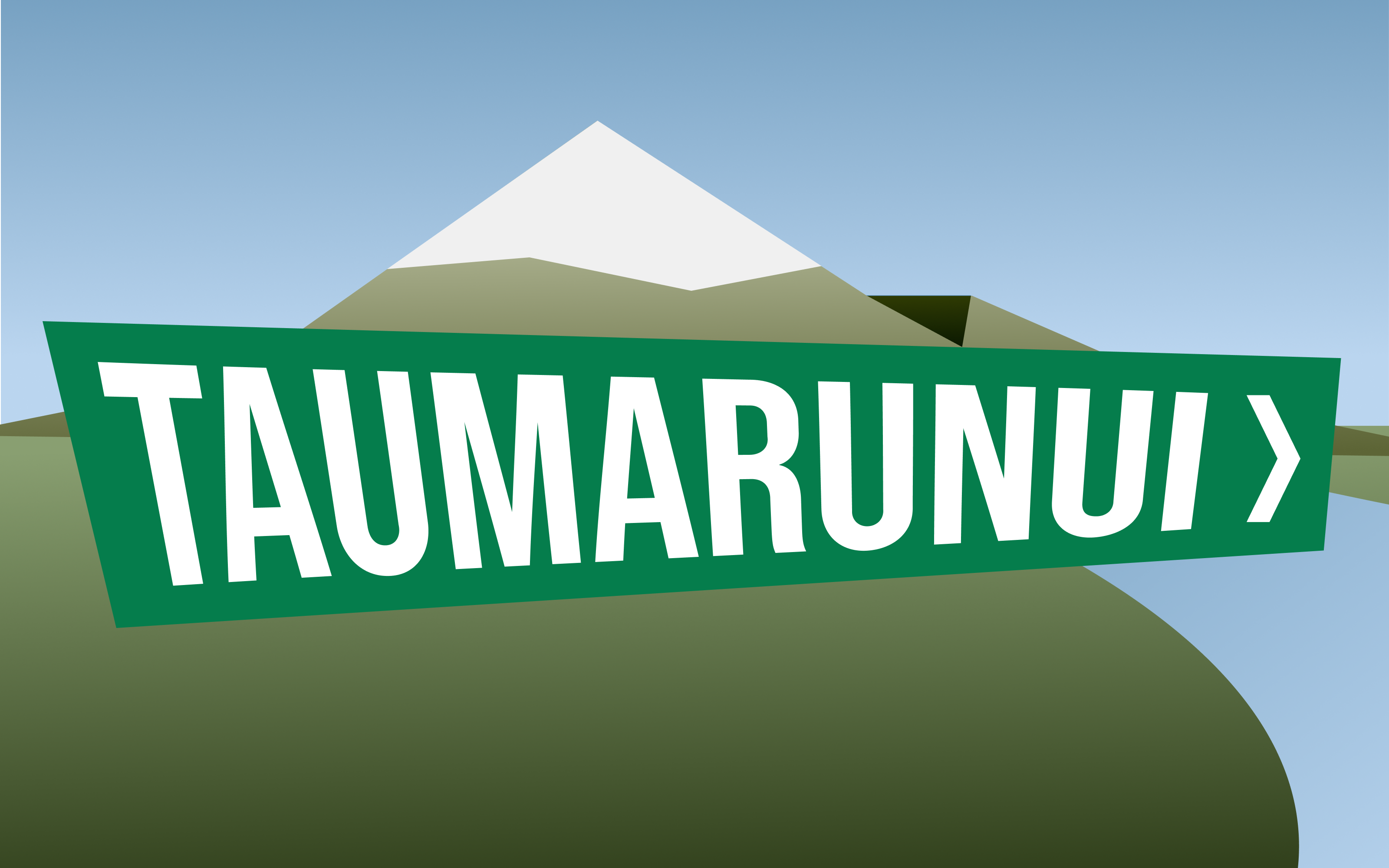 "Taumaranui" in the style of iconic New Zealand road sign.