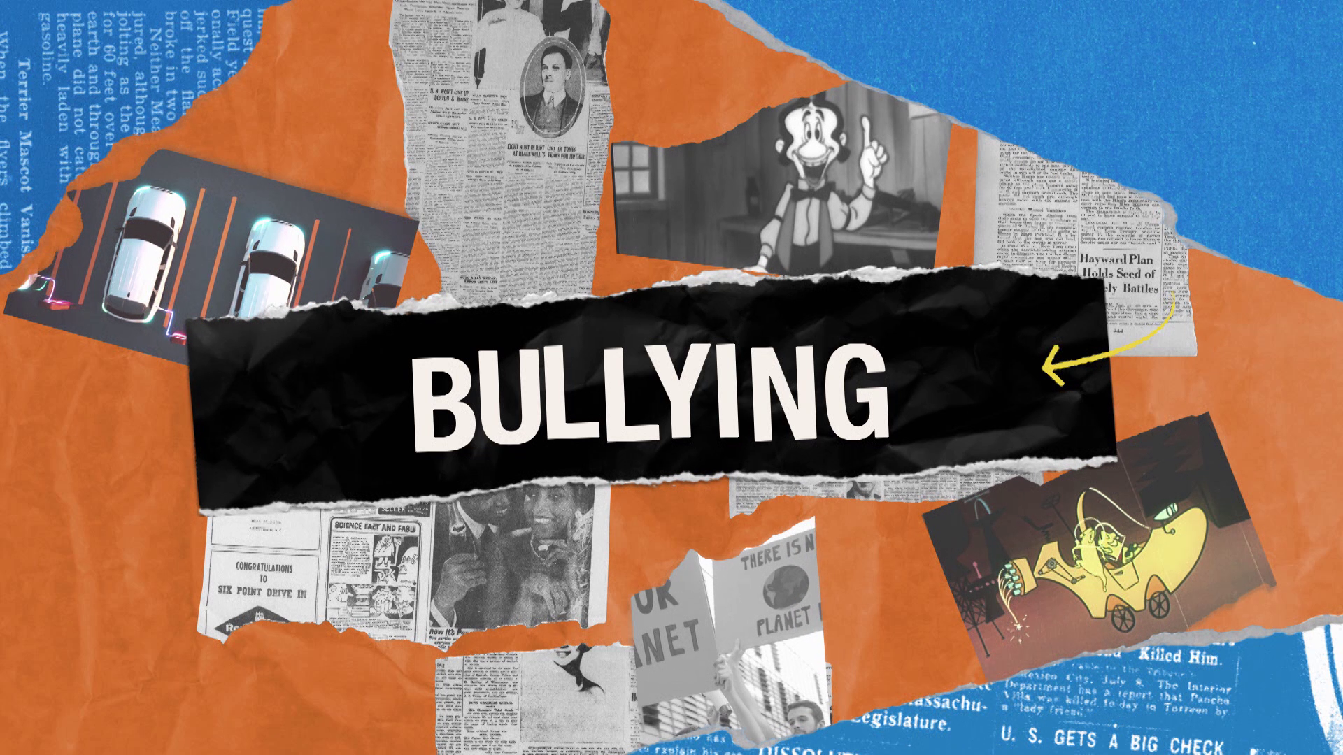 Title of Bullying and accompanying images.