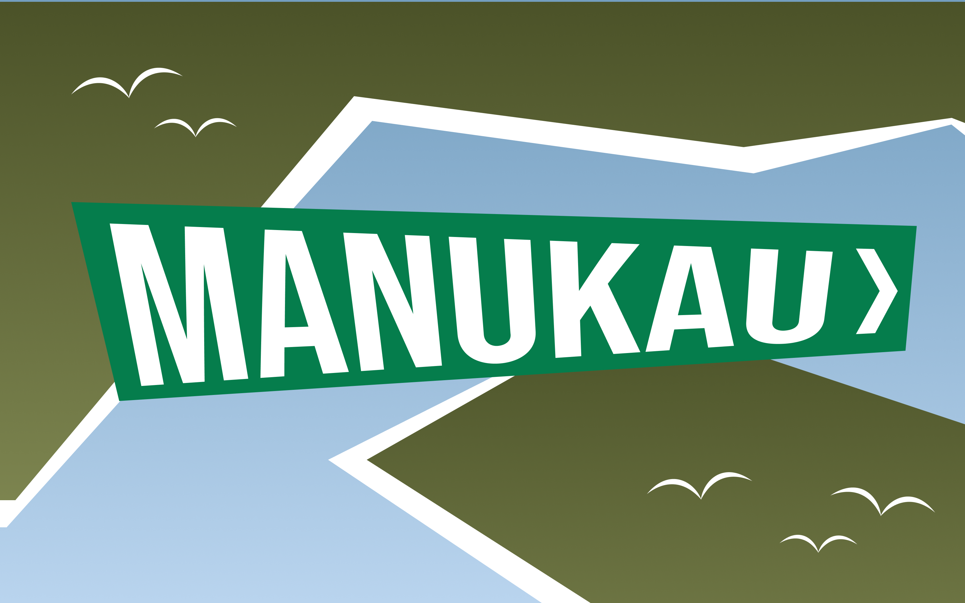 "Manukau" in the style of iconic New Zealand road sign.