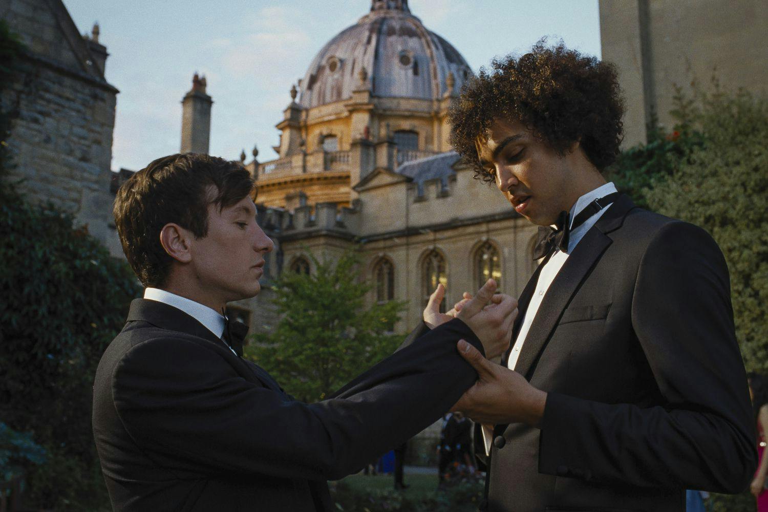 Barry Keoghan and Archie Madekwe in Saltburn.