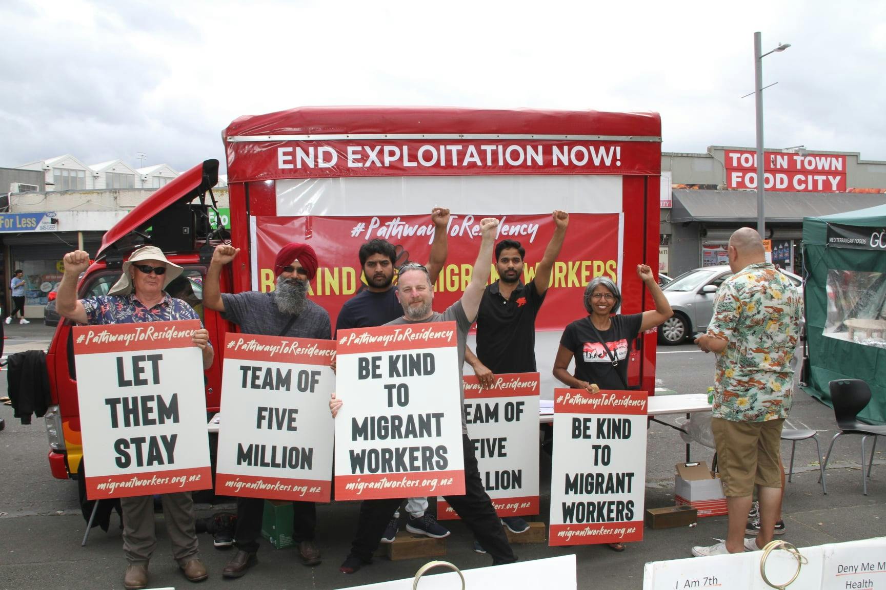 People at the Pathway to Residency petition in Auckland.