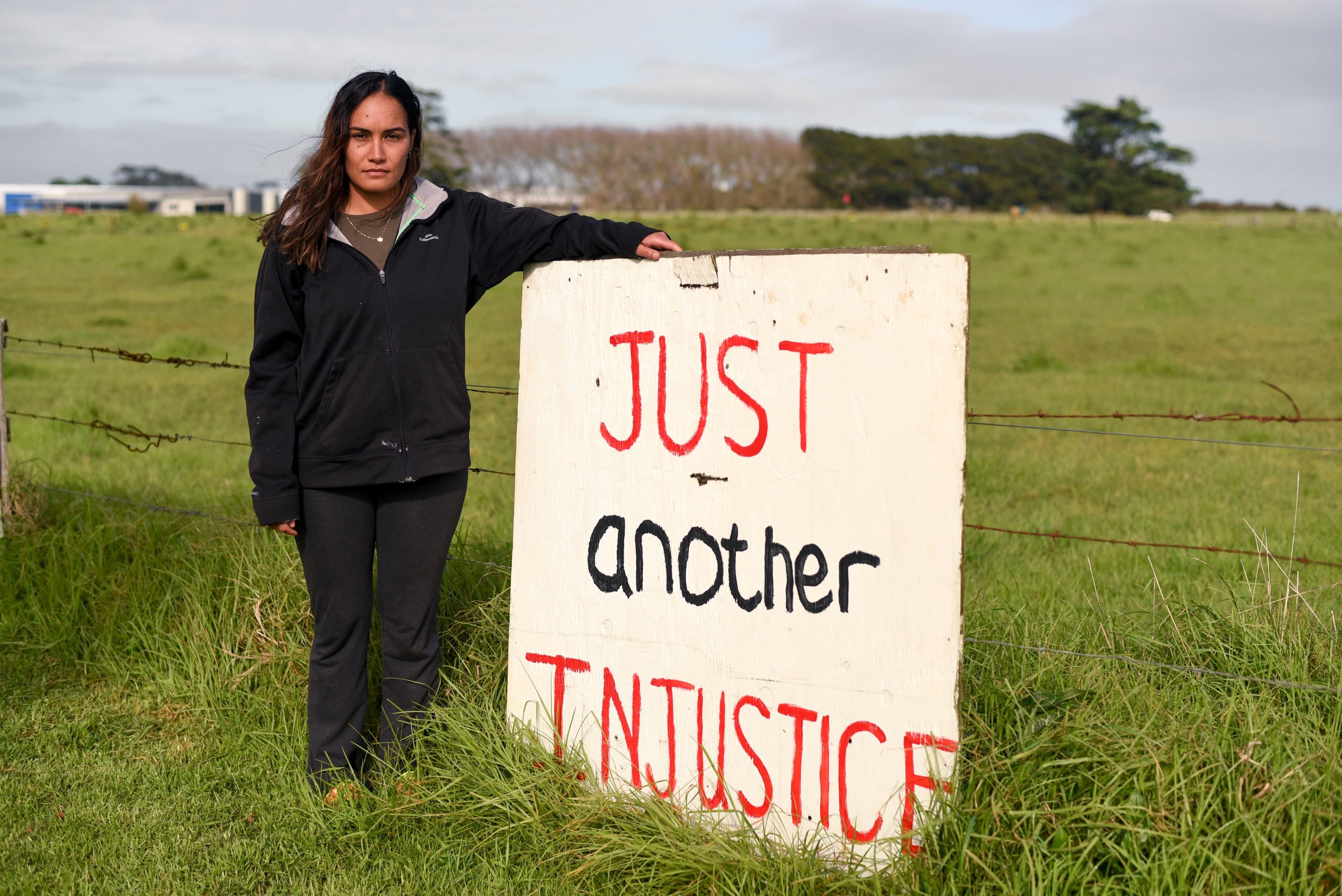 Pania Newton at Ihumātao a few weeks before police arrived to evict her and others from the land.