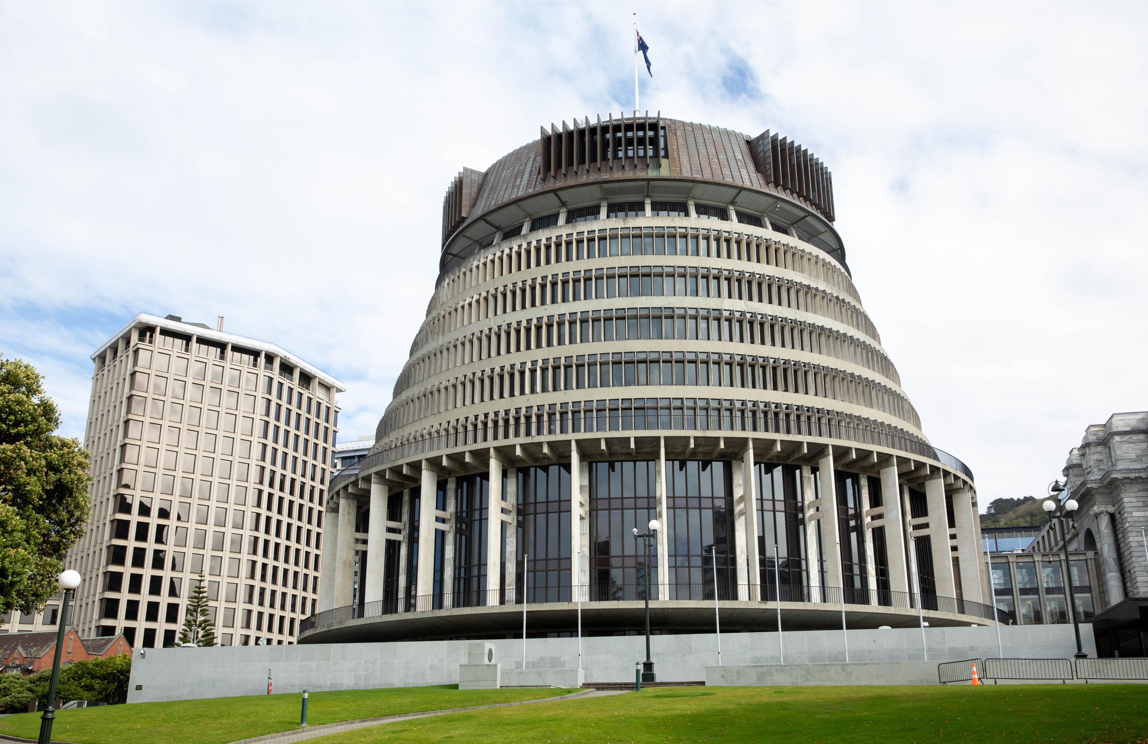 The Beehive in Wellington during the Covid-19 alert level four lockdown.