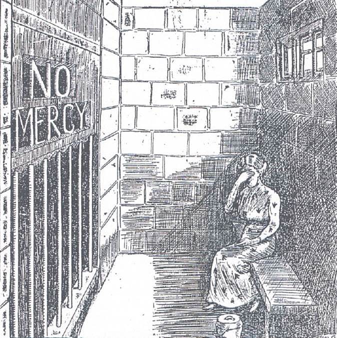 A cartoon from the NZ Truth protesting Alice Parkinson’s sentence of life in prison