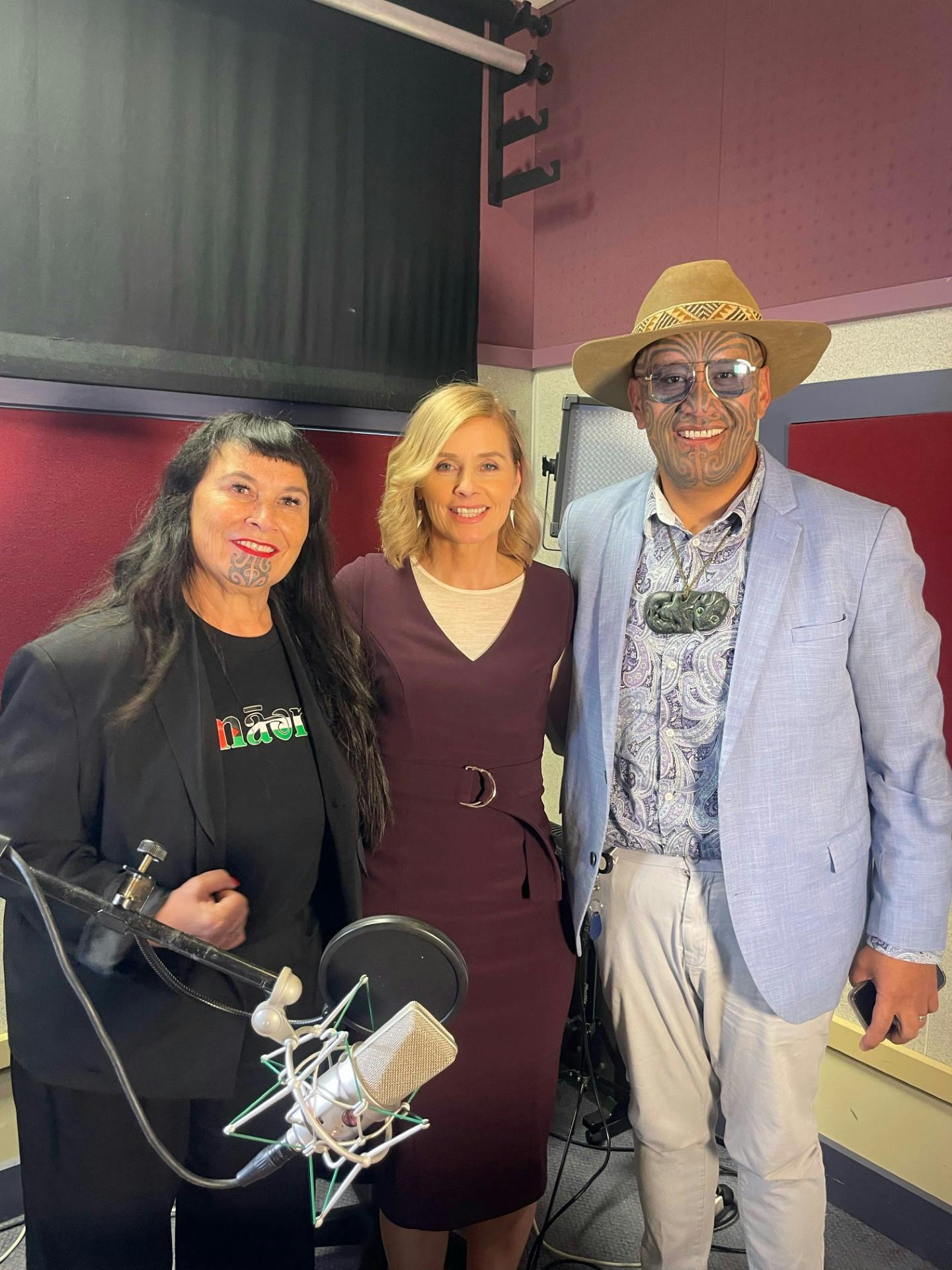 Te Pāti Māori leaders Deb Ngarewa-Packer and Rawiri Waititi with Mata host Mihingarangi Forbes