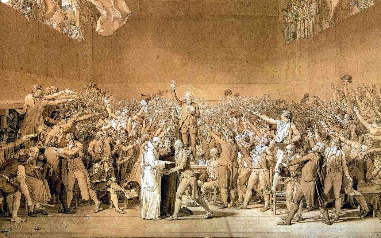 Sketch by Jacques-Louis David of the National Assembly taking the Tennis Court Oath