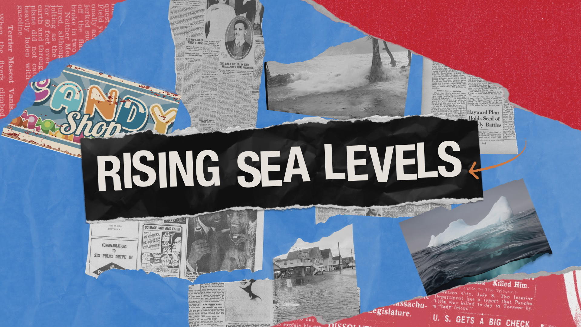 Title of Rising Sea Levels and news images.