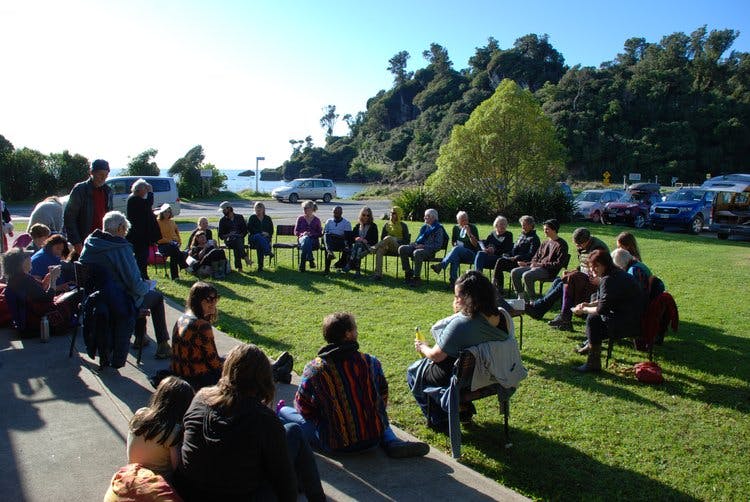 A cohousing meet-up with present and potential future residents of the cohousing project, Takaka