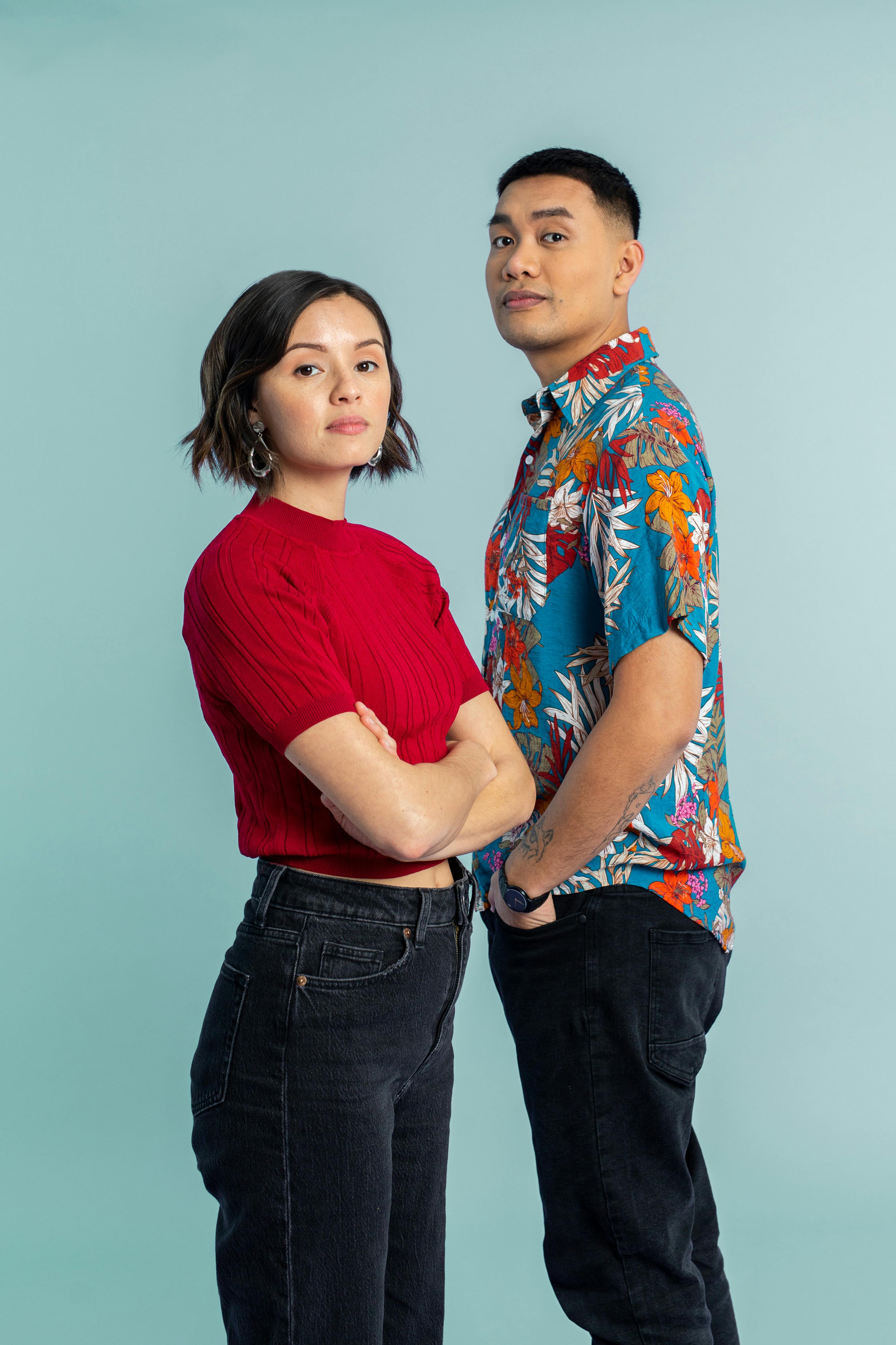 Chye-Ling Huang and James Roque pose for The Elephant in the Bedroom Podcast. Photo credit: Ankita Singh