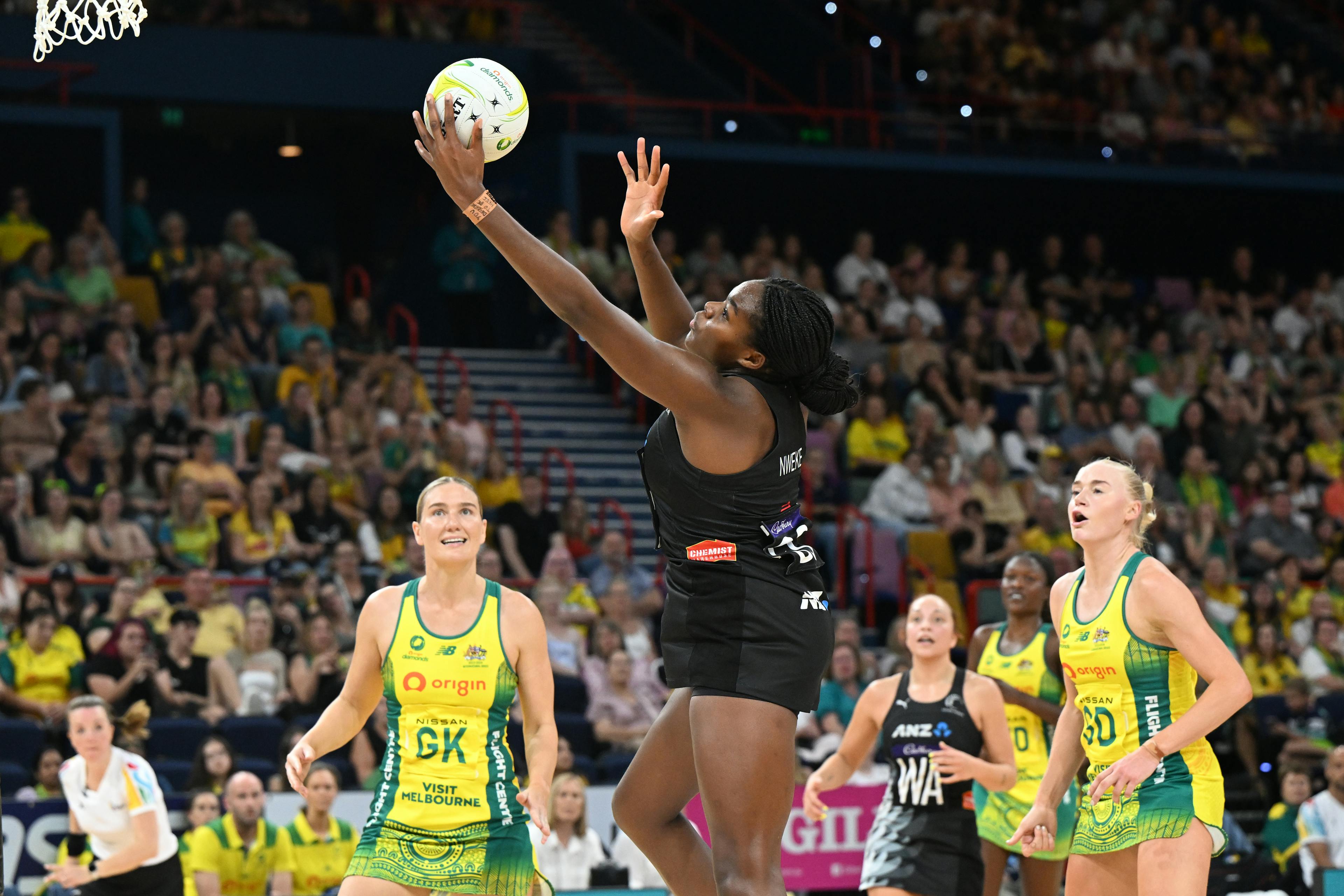 Silver Ferns shooter Grace Nweke returned to the court for her first test since being forced out of the World Cup with injury.